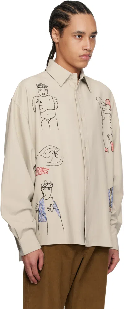 Glass Cypress Off-white Oversized 5 Figure Shirt In Gray