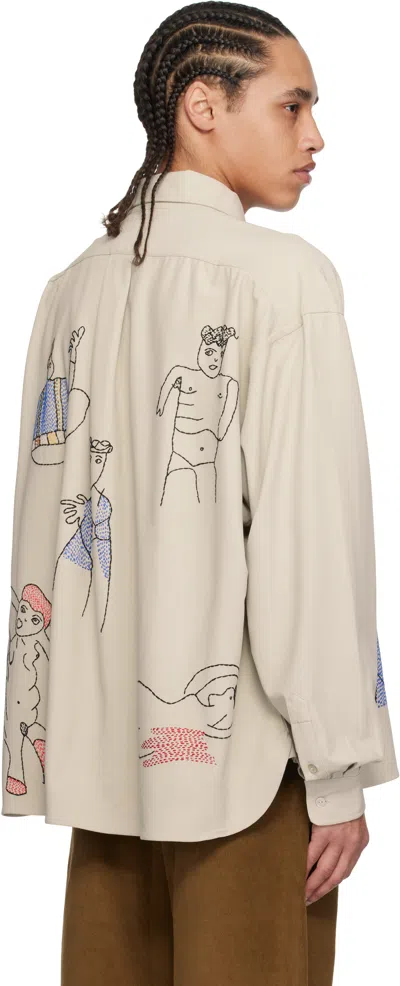 Glass Cypress Off-white Oversized 5 Figure Shirt In Gray