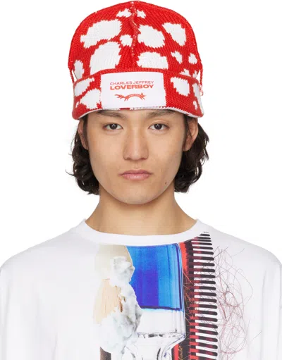 Charles Jeffrey Loverboy Red & White Loverboy Beanie In Red + White Polka Do