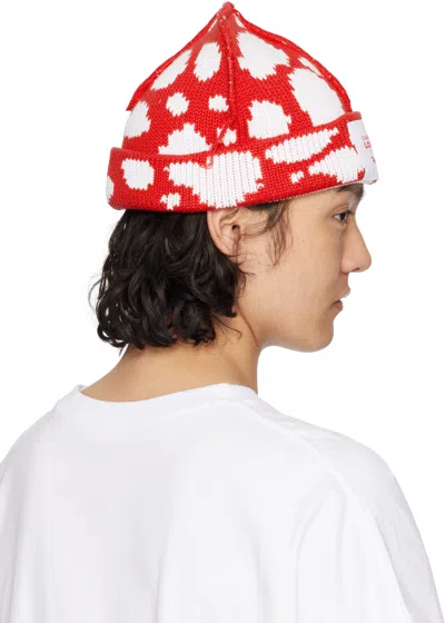 Charles Jeffrey Loverboy Red & White Loverboy Beanie In Red + White Polka Do