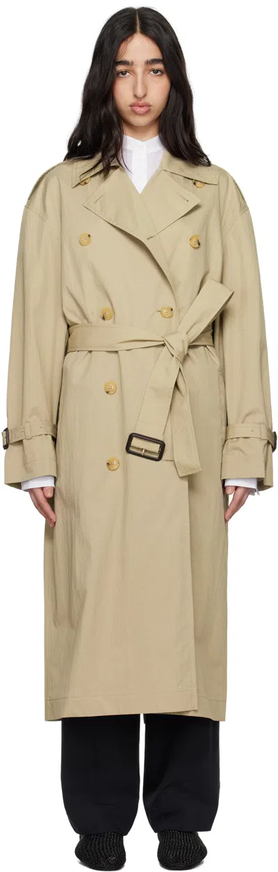 Totême Clay Crisp Cotton Blend Double-breasted Trench Coat In Neutral