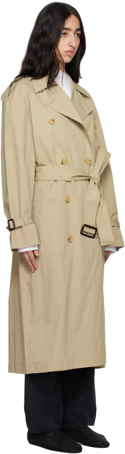 Totême Clay Crisp Cotton Blend Double-breasted Trench Coat In Neutral