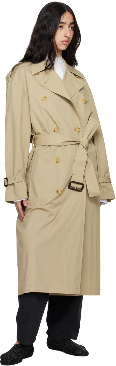 Totême Clay Crisp Cotton Blend Double-breasted Trench Coat In Neutral