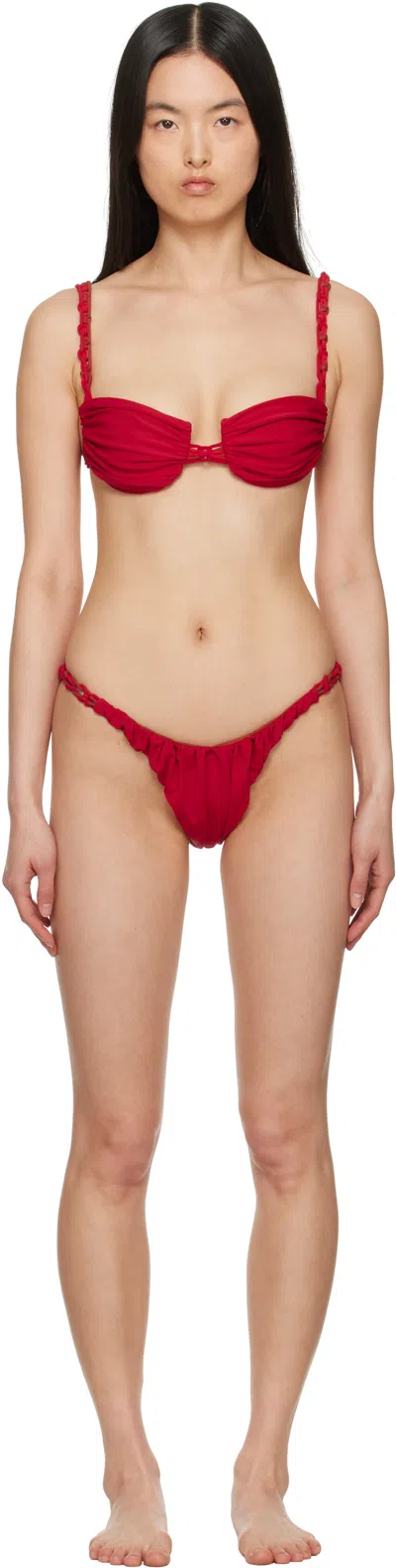 Isa Boulder Red Tri-twist & Tinytwist Bikini In Cherryclay