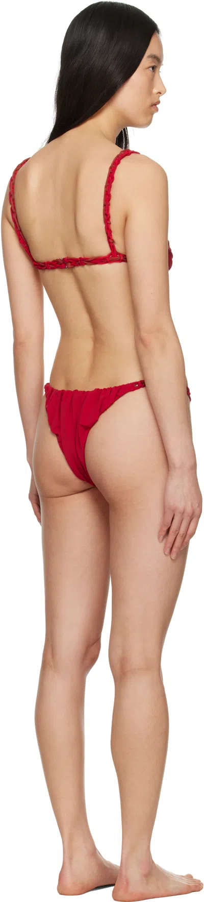 Isa Boulder Red Tri-twist & Tinytwist Bikini In Cherryclay