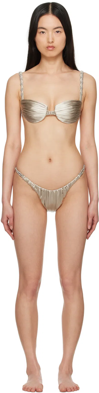 Isa Boulder Silver Tri-twist & Tinytwist Bikini In Sliverslate