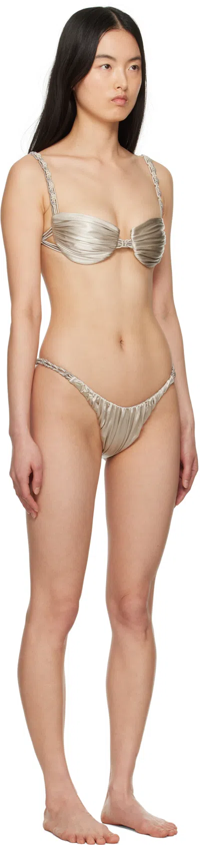 Isa Boulder Silver Tri-twist & Tinytwist Bikini In Sliverslate