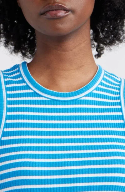 Rails The Racer Stripe Rib Knit Tank In Chambray Blue Stripe