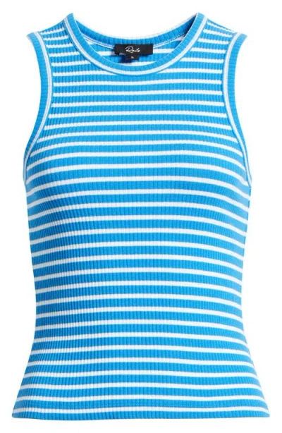 Rails The Racer Stripe Rib Knit Tank In Chambray Blue Stripe