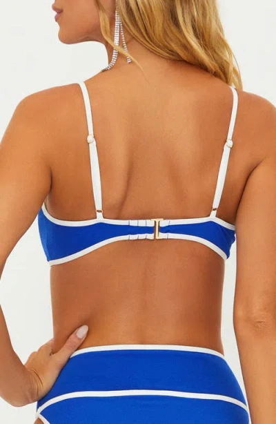 Beach Riot Leona Contrast Binding Bikini Top In Riviera Azure