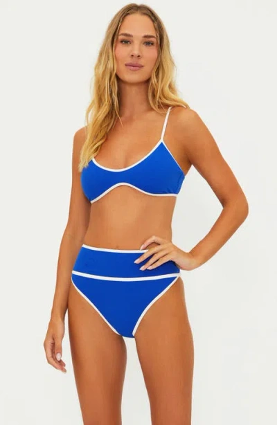 Beach Riot Leona Contrast Binding Bikini Top In Riviera Azure