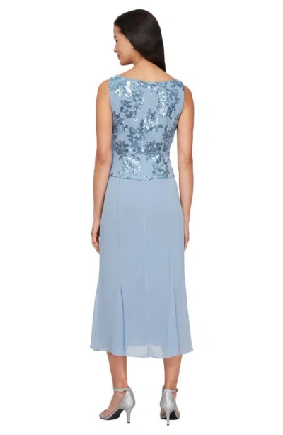 Alex Evenings Women's Sequined Jacket & Chiffon Midi Dress In Blue