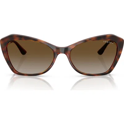 Vogue 56mm Polarized Gradient Cat Eye Sunglasses In Dark Havana