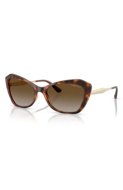 Vogue 56mm Polarized Gradient Cat Eye Sunglasses In Dark Havana