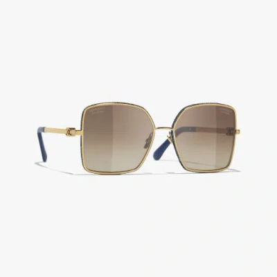 Chanel Square Sunglasses In Gold 