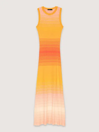 Maje Rirano Ribbed Maxi Dress In Orange
