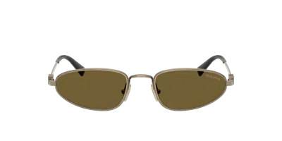 Miu Miu Logo Metal Oval Sunglasses In Green