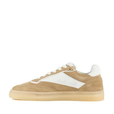 Copenhagen Beige Leather Sneakers With Unique Heel Detail In Beige, White