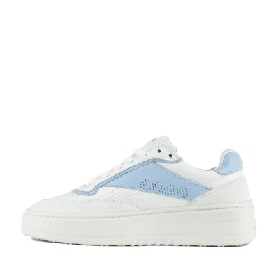 Copenhagen Leather White Sneakers With Unique Top Stitching In White