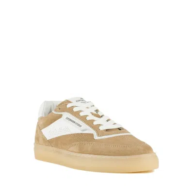 Copenhagen Beige Leather Sneakers With Unique Heel Detail In Beige, White