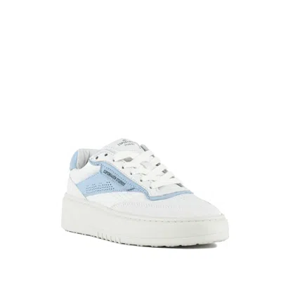 Copenhagen Leather White Sneakers With Unique Top Stitching In White