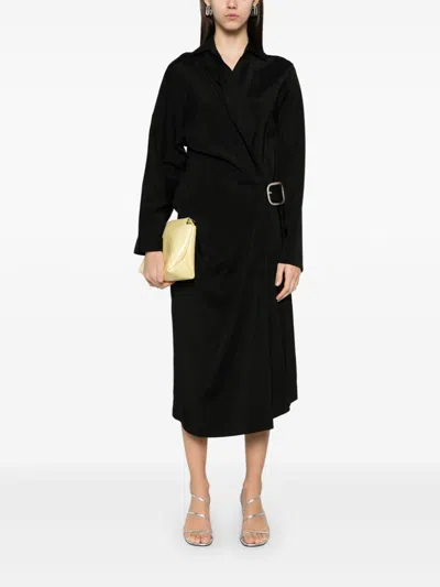 Loewe Belted Wool Dress In Black