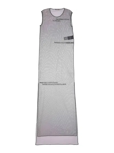Ann Demeulemeester Tulle Dress With Pearls And Text Print In Black