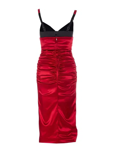 Dolce & Gabbana Women Red Dress With Bustier Design And Ruffled Details In Fabric Woman In Multi