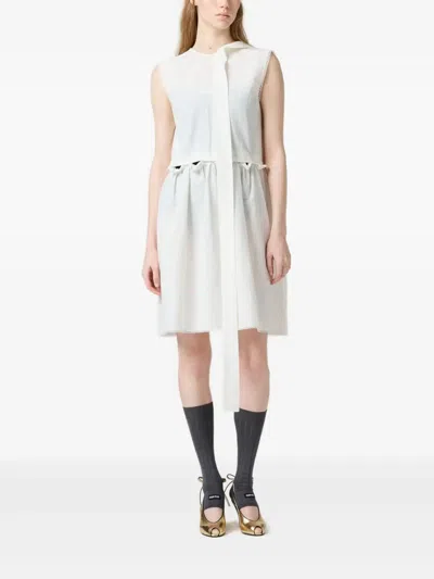 Miu Miu Miumiu Women Slubbed Poplin Dress In White