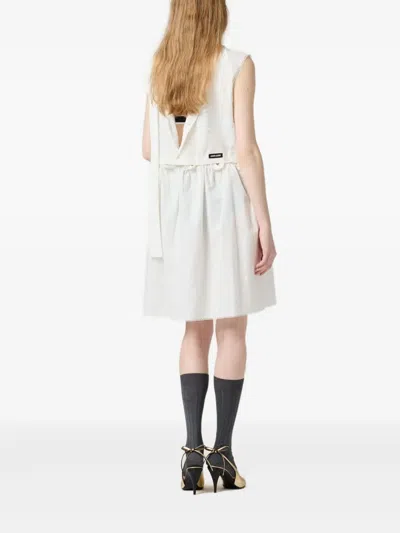 Miu Miu Miumiu Women Slubbed Poplin Dress In White