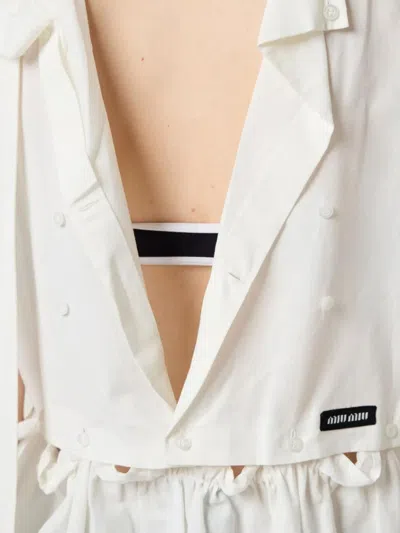 Miu Miu Miumiu Women Slubbed Poplin Dress In White