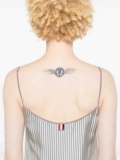Thom Browne Adjustable Straps Pleated Minidress In Grey
