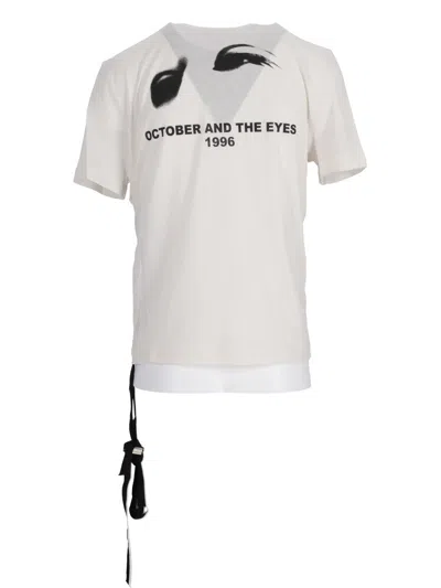 Ann Demeulemeester Fanie October And The Eyes Print T-shirt With Strap In Black