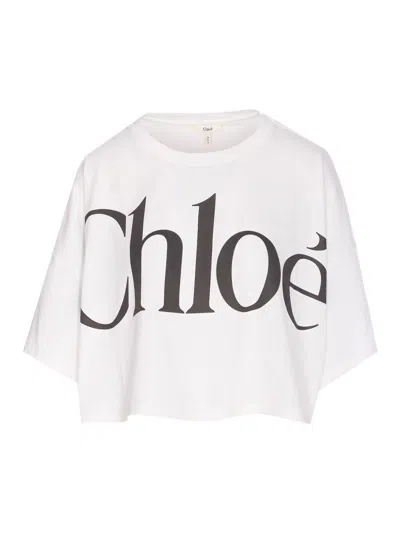 Chloé Oversize Cotton T-shirt In White