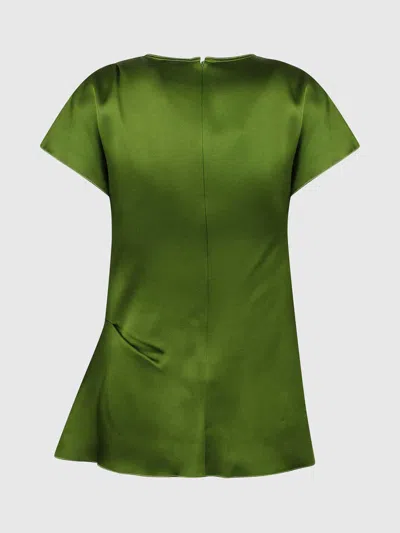 Victoria Beckham Draped Pleat Detail Top In Green