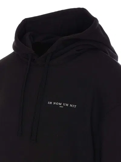 Ih Nom Uh Nit Black Cotton Sweatshirt With Printed Front Logo In Black
