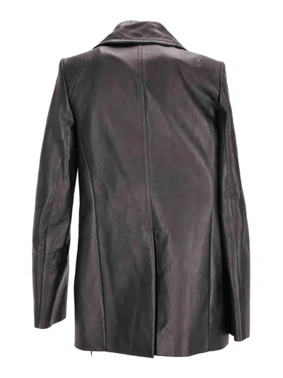 Ann Demeulemeester Helen Double-breasted Leather Jacket In Black