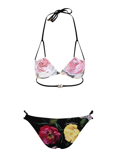 Dolce & Gabbana Triangle Bikini With Printing In Multicolour