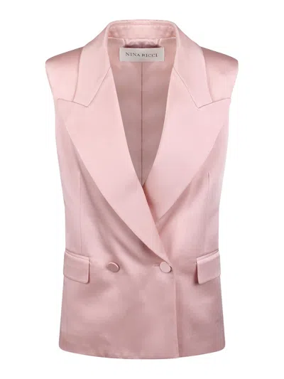 Nina Ricci Sleeveless Jacket With Double-breasted Button Detailing In Pink