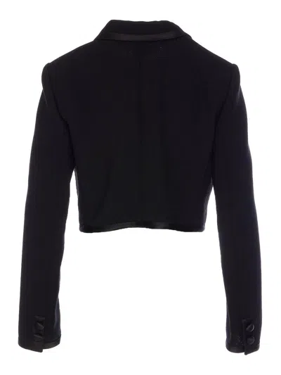 Dolce & Gabbana Cropped Double-breasted Black Jacket In Black