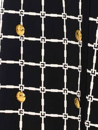 Elisabetta Franchi Minigonna Nera In Jacquard Logo Con Bottoni Dorati In Black