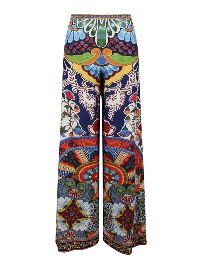 Alice And Olivia Athena Clean Wide Leg Pants On The Road In Multicolour