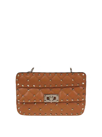 Valentino Garavani Valentino Small Shoulder Bag Rockstud Spike In Nutmeg