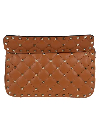 Valentino Garavani Valentino Small Shoulder Bag Rockstud Spike In Nutmeg