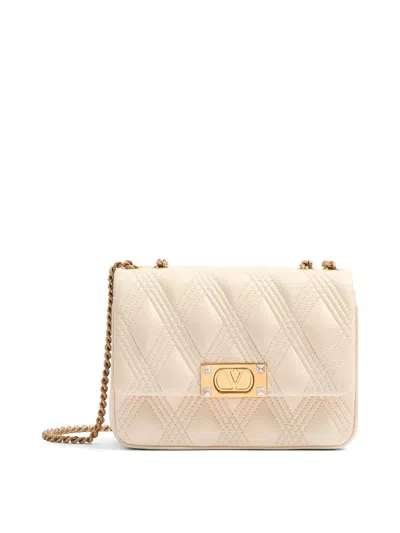 Valentino Quiltie 67 Leather Medium Shoulder Bag With Chain In Blanco