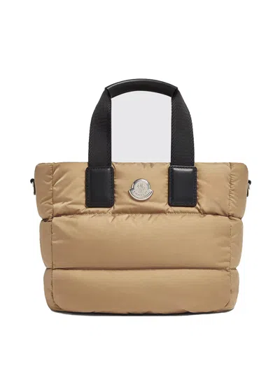 Moncler Compact Caradoc Tote Bag With Shoulder Strap In Beis