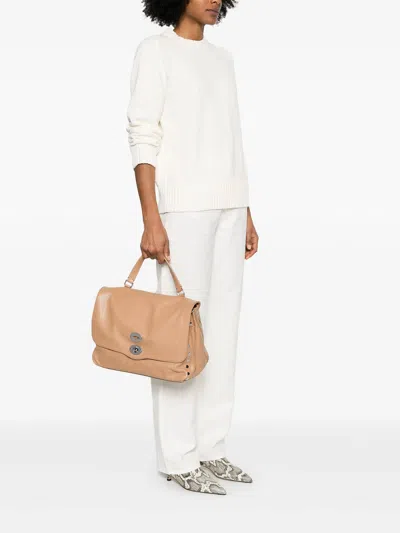 Zanellato Postina Daily Medium Leather Handbag In Beis