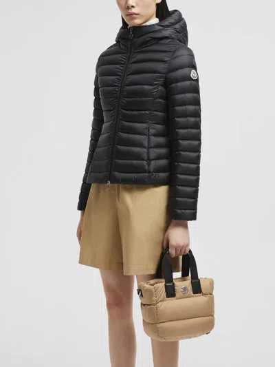 Moncler Compact Caradoc Tote Bag With Shoulder Strap In Beis