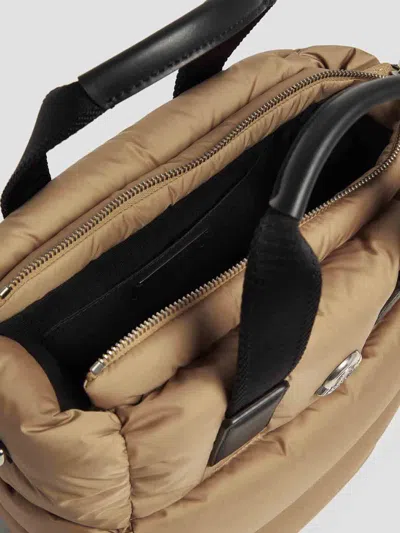 Moncler Compact Caradoc Tote Bag With Shoulder Strap In Beis