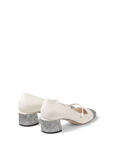 Jimmy Choo White Leather Pumps With Glittered Toe Ca In Neutral